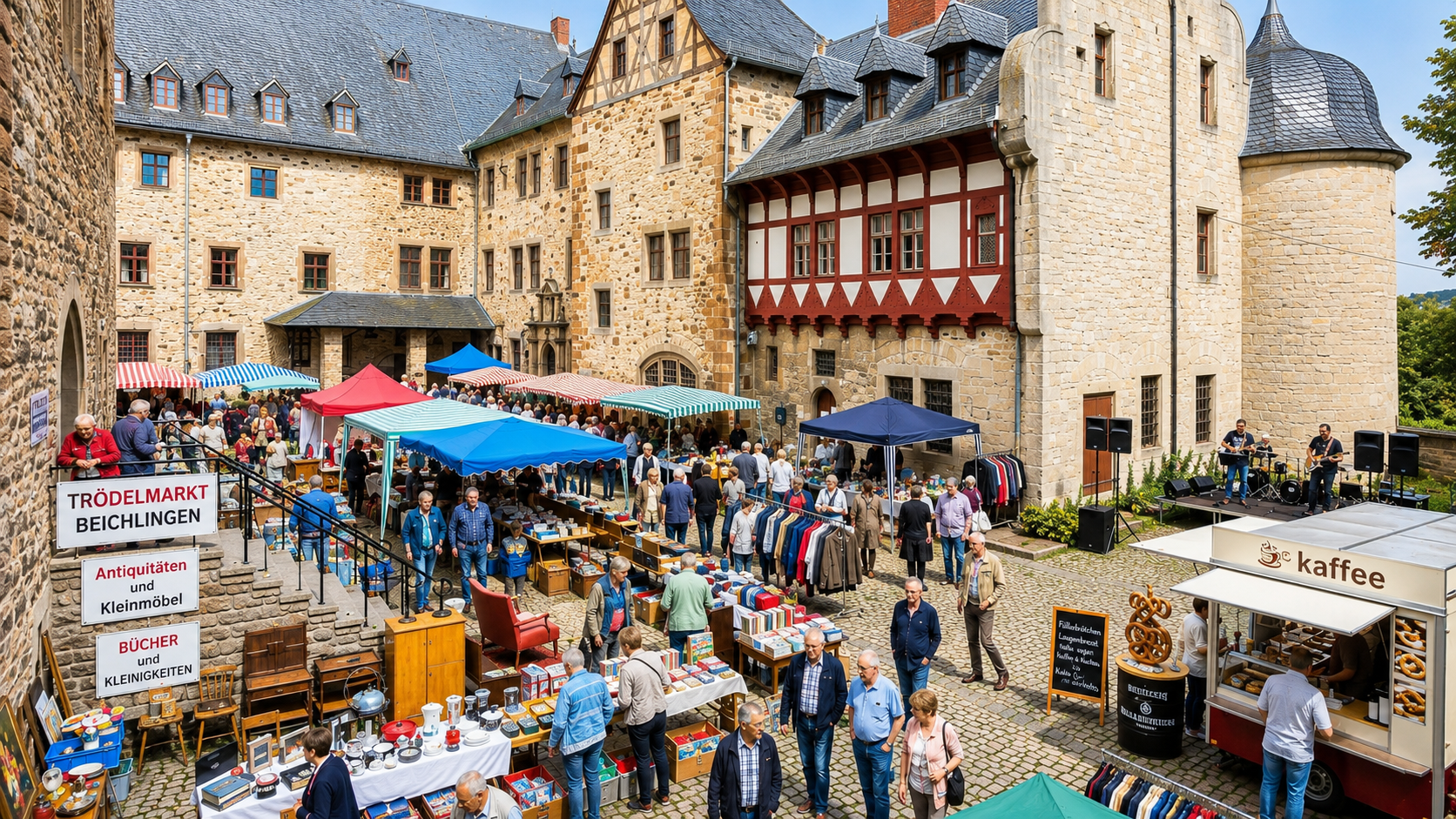 Event-Flohmarkt Schloss Beichlingen – Schlosshof mit Händlerständen